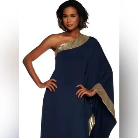 Lisa Rinna Collection sequin trimmed one-shoulder evening gown - Picture 2 of 3